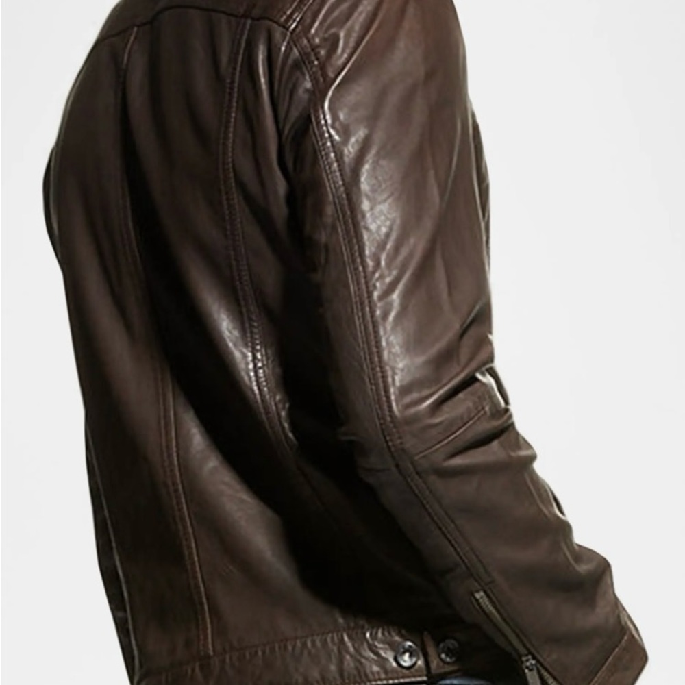 John Varvatos “Brando” Chocolate Leather Jacket - Picture 9 of 11